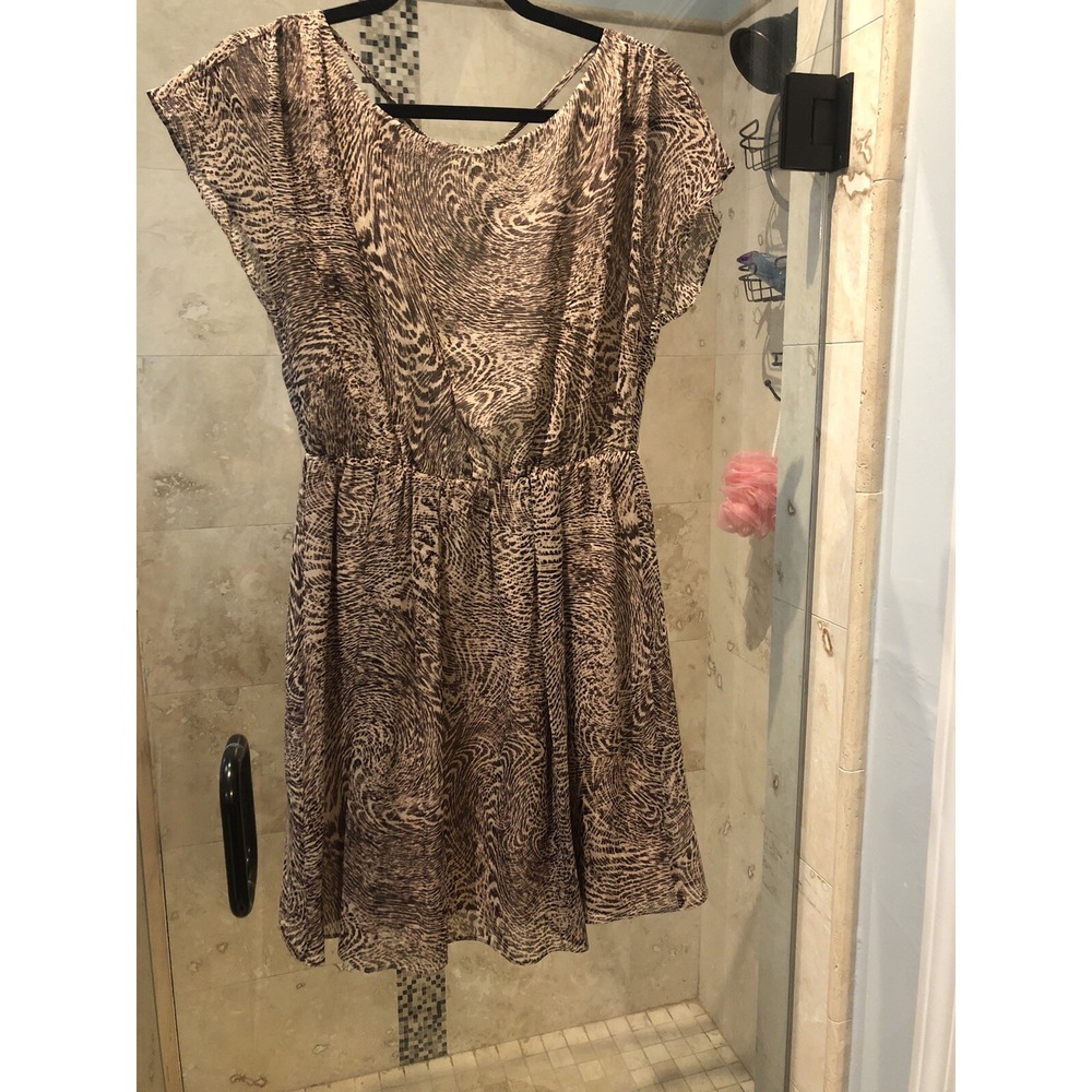 Alice and Olivia Leopard Print Silk Dress CC203640600 Open Strappy Back S